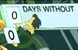 days without (Lenny, Simpsons)