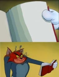 Angry Tom Reading Book