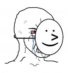 Pretending To Be Happy, Hiding Crying Behind A Mask